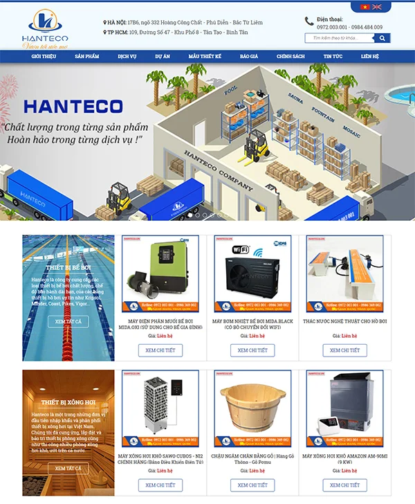 Dịch Vụ Thiết Kế Website Bán Thiết Bị Bể Bơi