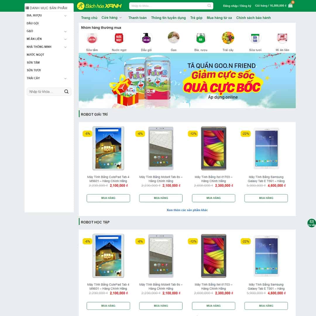 Mẫu Thiết Kế Website Bách Hóa Đẹp, Chuẩn SEO