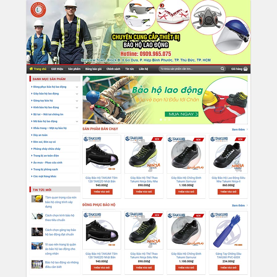 Mẫu Thiết Kế Website Bảo Hộ Lao Động Đẹp, Chuẩn SEO