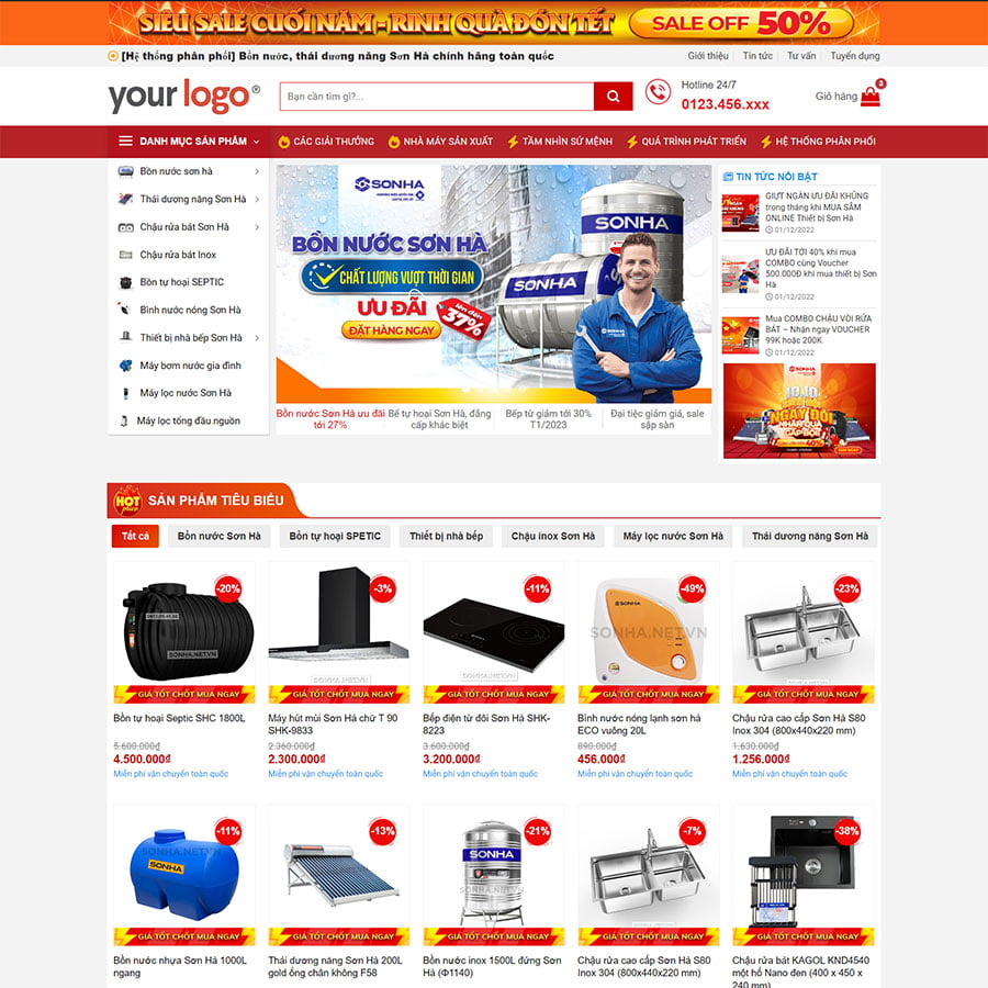 Dịch Vụ Thiết Kế Website Bán Bồn Nước
