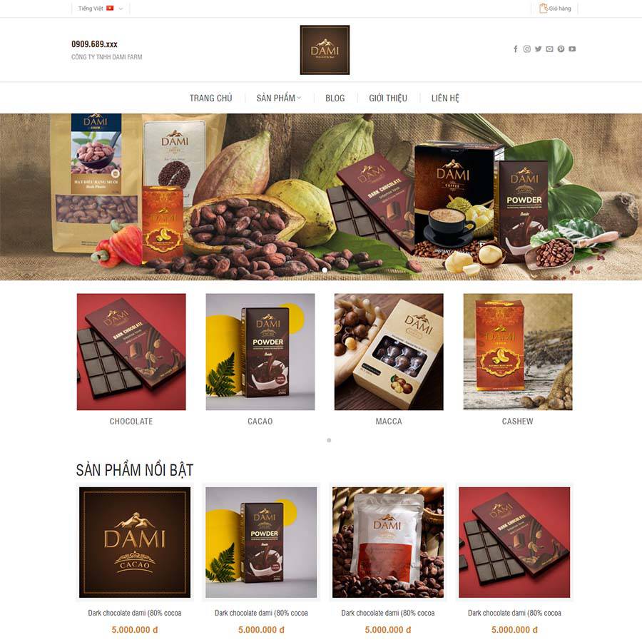 Mẫu thiết kế website bán cafe đẹp, chuẩn SEO