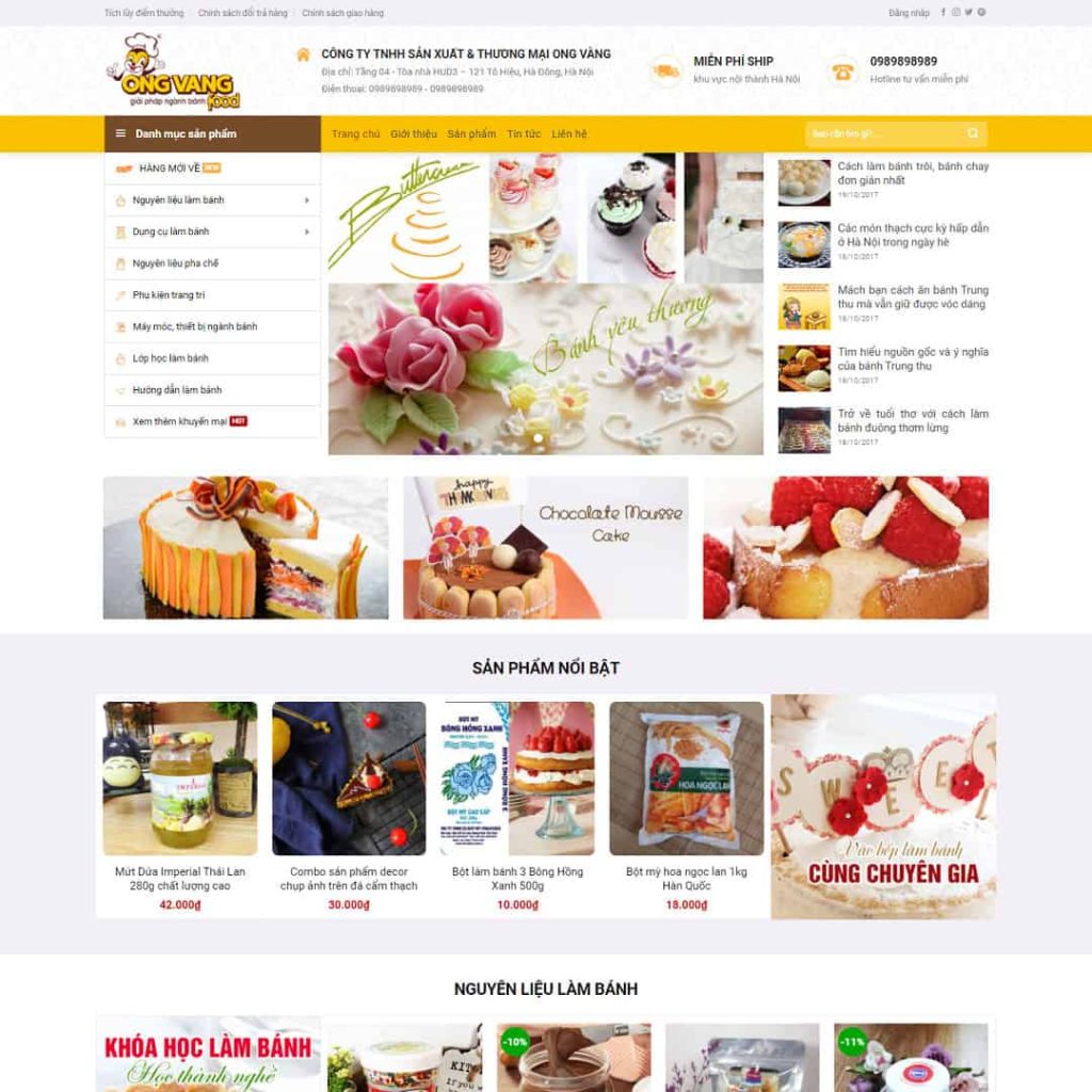 Các Loại Dịch Vụ Thiết Kế Website Bán Dụng Cụ Làm Bánh