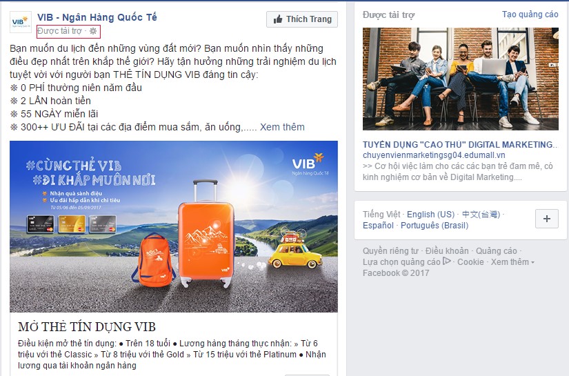 Target chạy Quảng Cáo Tuyển Dụng