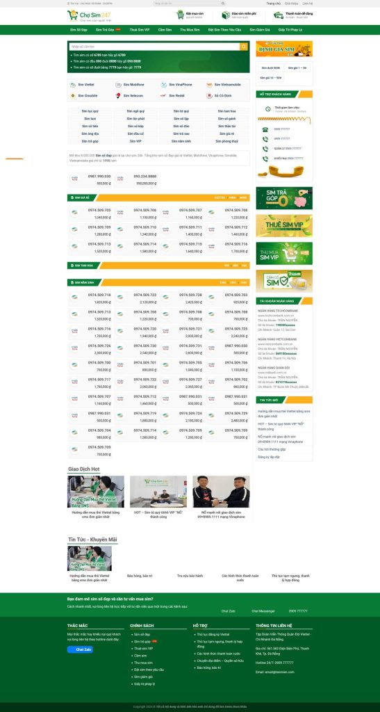 Dịch Vụ Thiết Kế Website Bán Sim