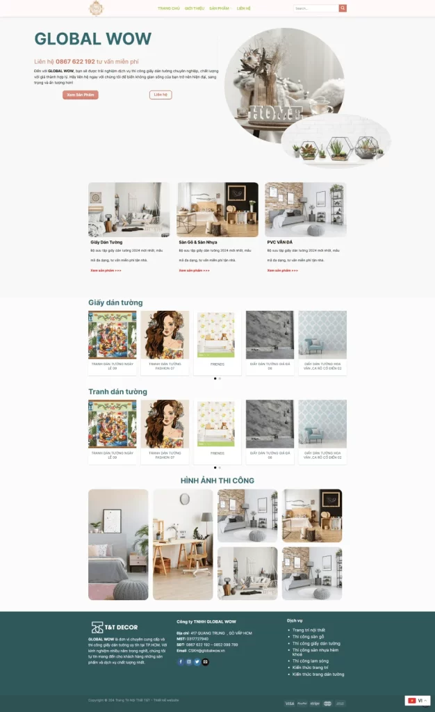 Dịch Vụ Thiết Kế Website Bán Giấy Dán Tường