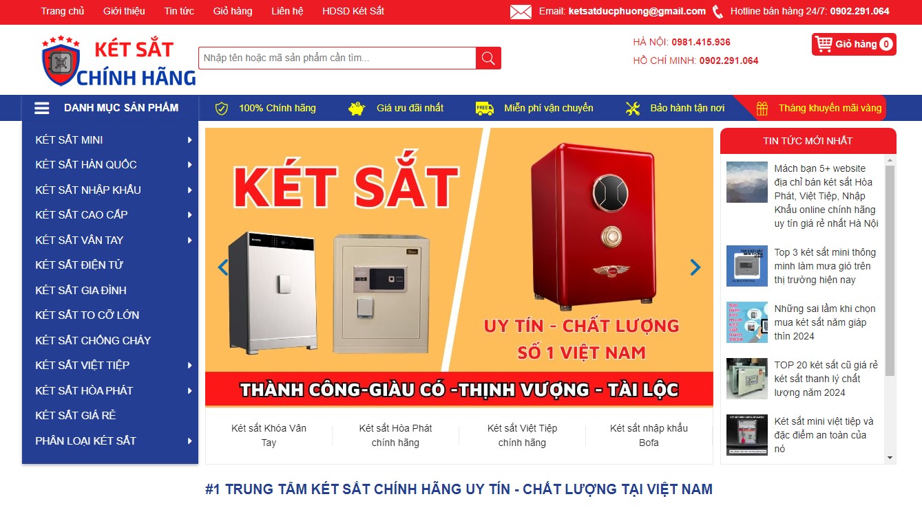 Chi phí và Thời gian Thiết kế Website Két Sắt