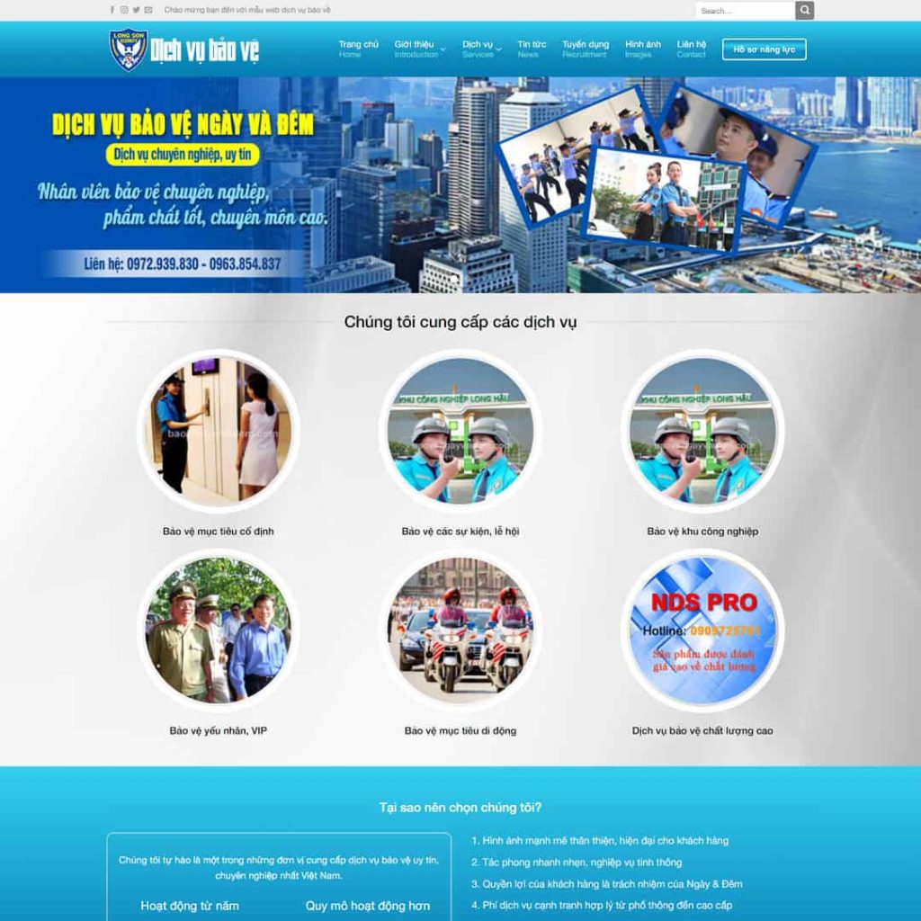 Dịch Vụ Thiết Kế Website Công Ty Bảo Vệ