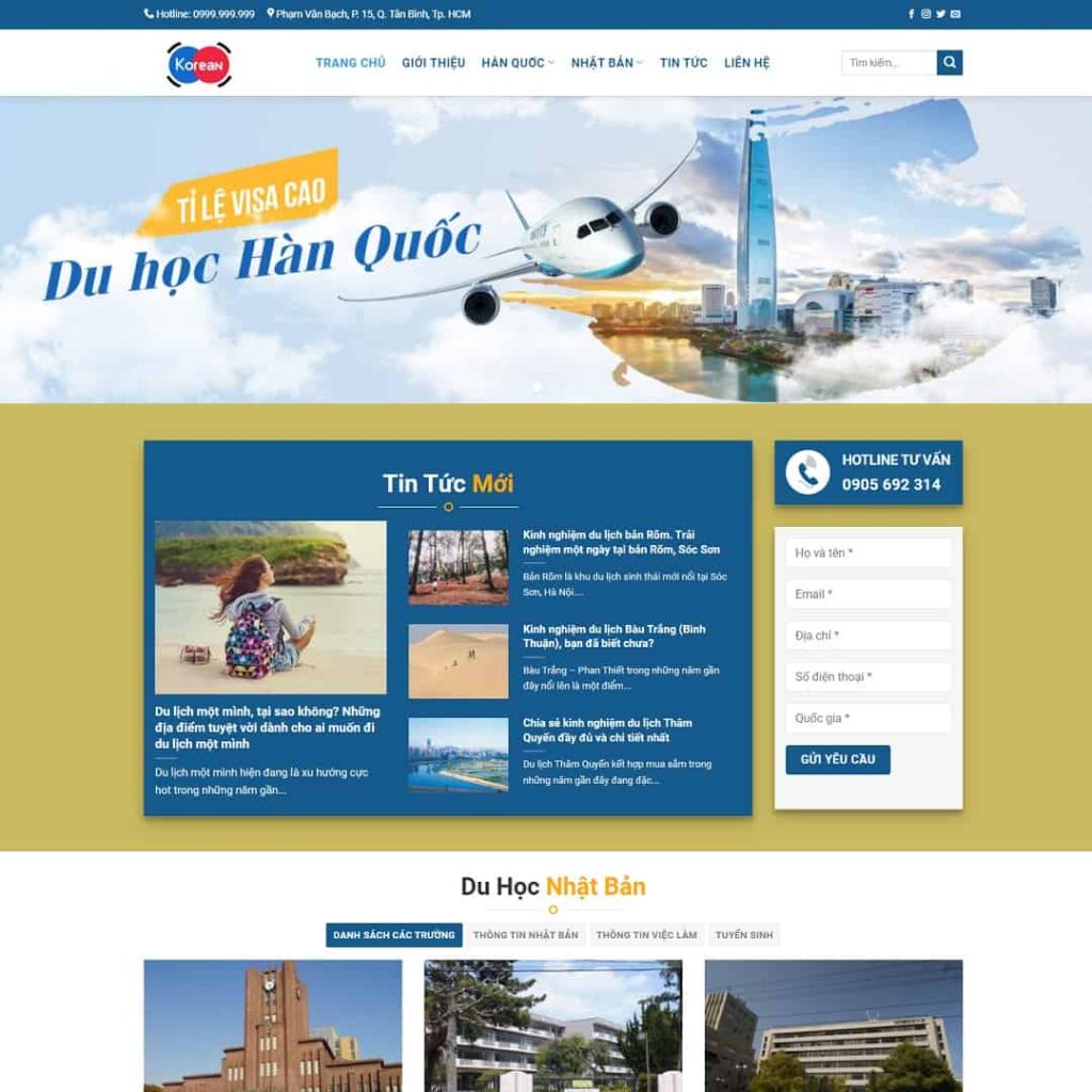 Dịch vụ Thiết kế Website Du học
