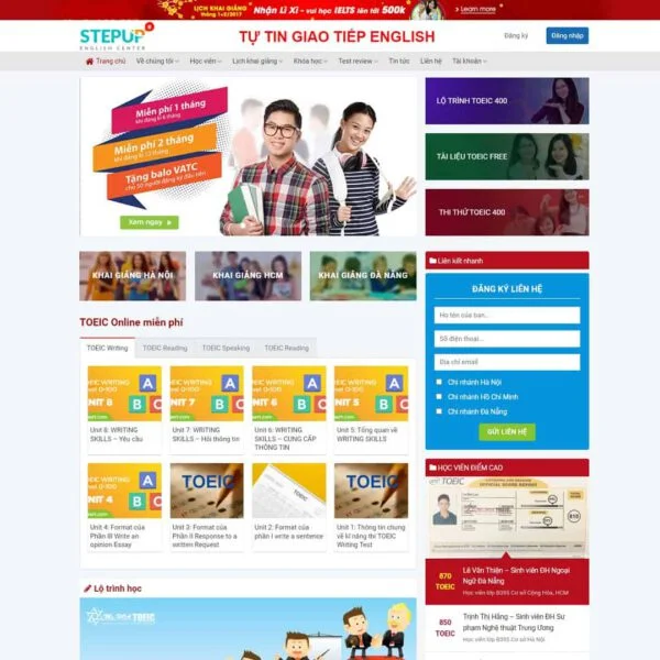 Dịch Vụ Thiết Kế Website Trung Tâm Anh Ngữ