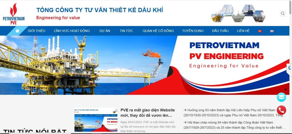 Dịch vụ Thiết kế website công ty dầu khí