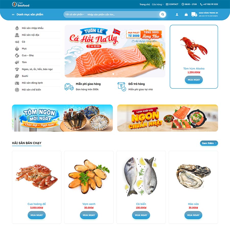 Các Loại Dịch Vụ Thiết Kế Website Hải Sản tại PhucT Digital
