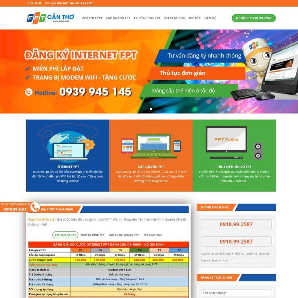 Dịch Vụ Thiết Kế Website Viễn Thông