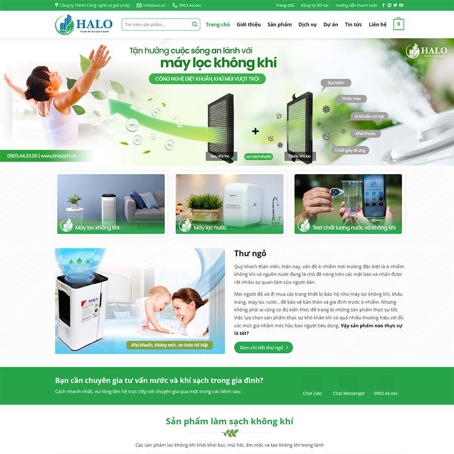 Dịch Vụ Thiết Kế Website Bán Máy Lọc Khí