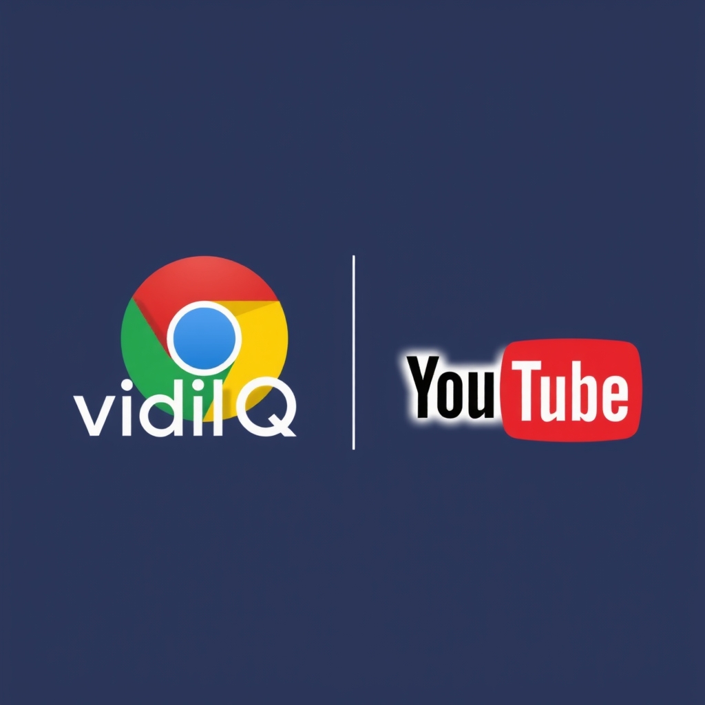 Logo VidIQ bên cạnh logo Chrome Web Store và YouTube 