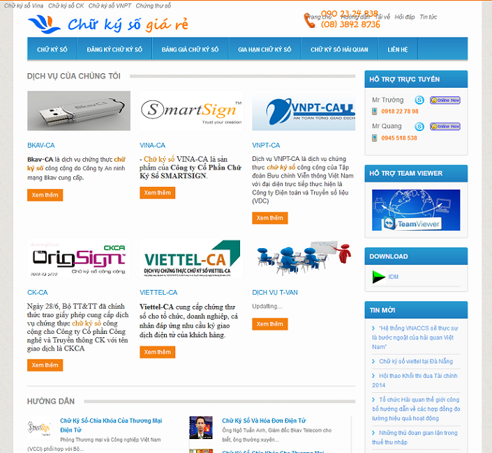 Các Loại Dịch vụ Thiết kế Website Dịch Vụ Chữ Ký Số