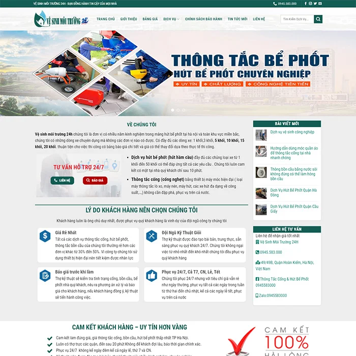 8. Chi phí và thời gian thiết kế website dịch vụ vệ sinh môi trường
