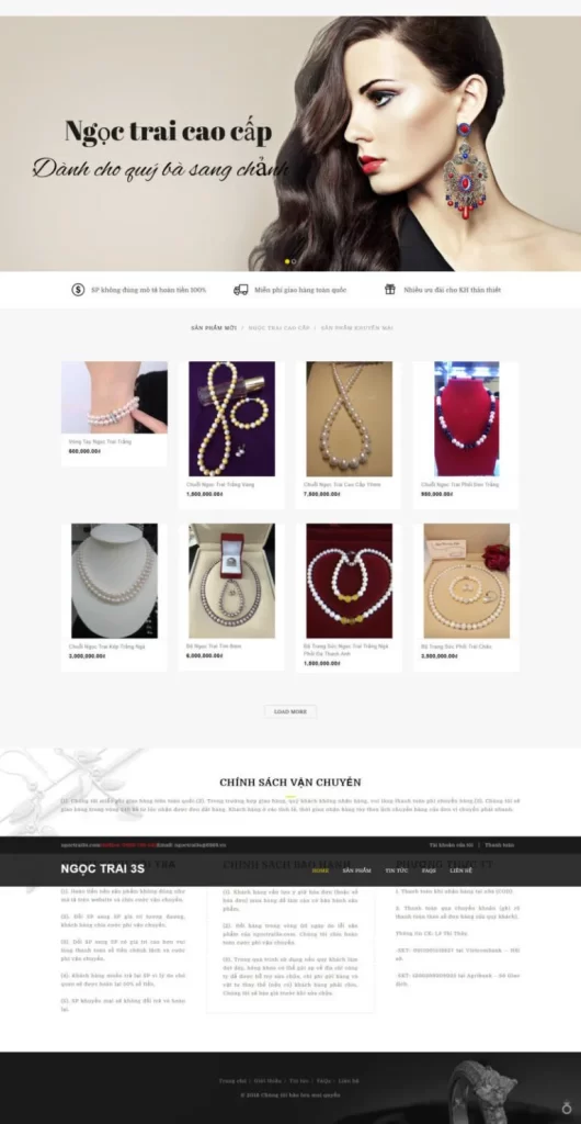 Dịch Vụ Thiết Kế Website Bán Ngọc Trai