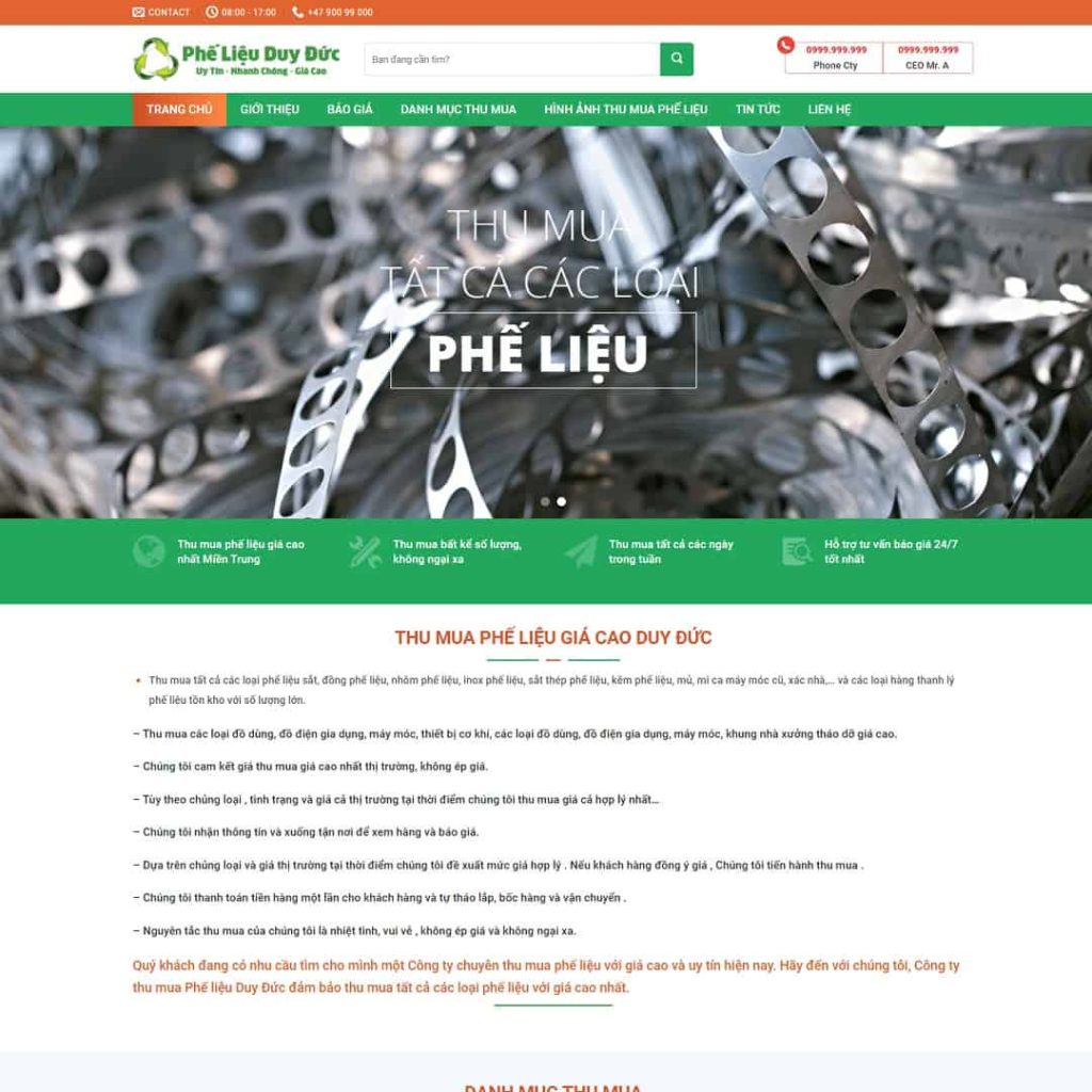 Dịch Vụ Thiết Kế Website Thu Mua Phế Liệu