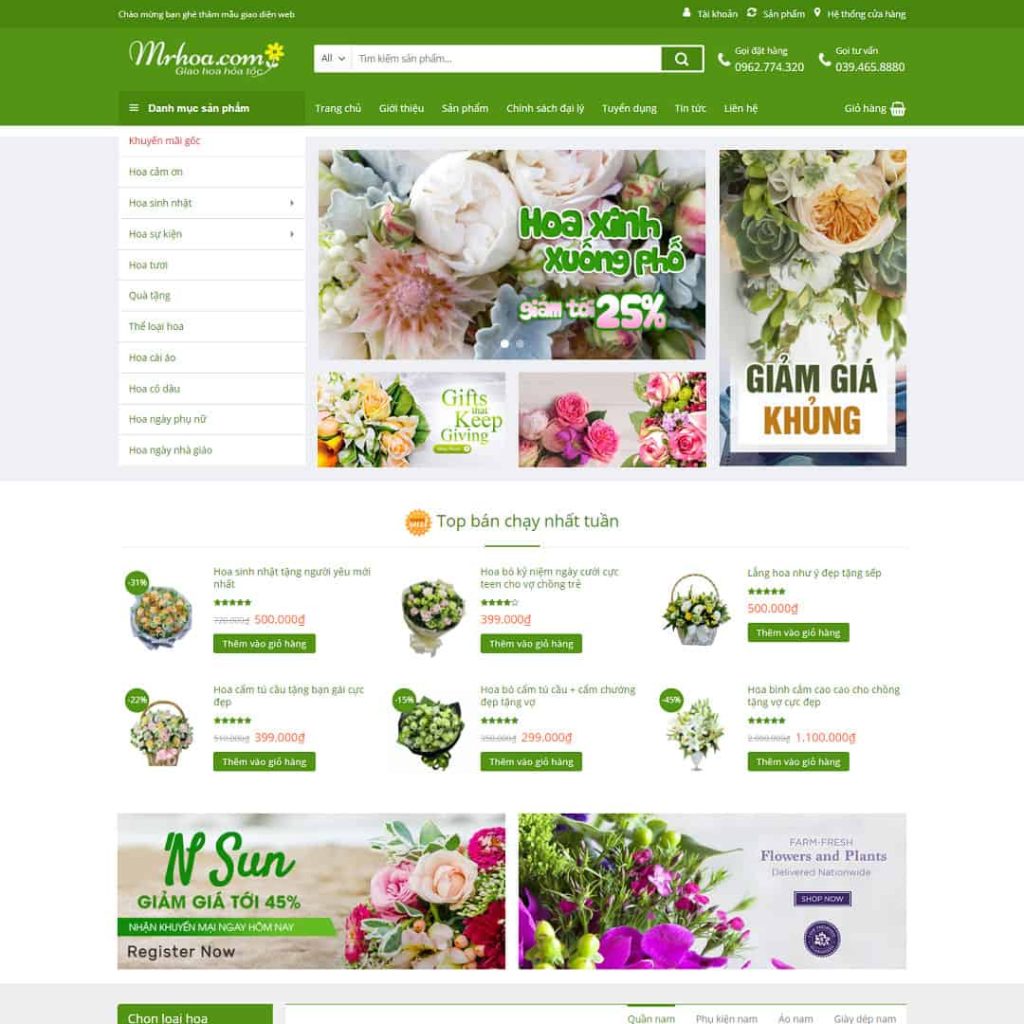 Dịch Vụ Thiết Kế Website Bán Hoa