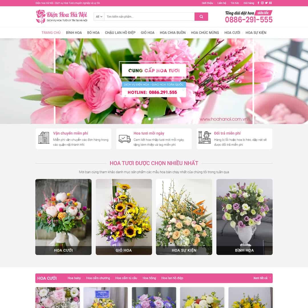 Chi phí và thời gian thiết kế website bán hoa