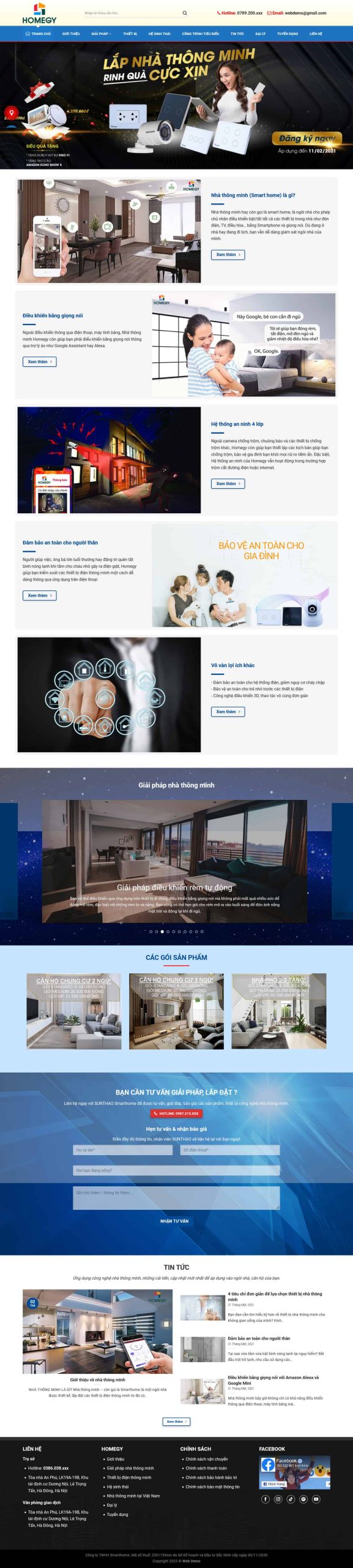 Mẫu Thiết Kế Website Dịch Vụ Nhà Thông Minh Đẹp, Chuẩn SEO