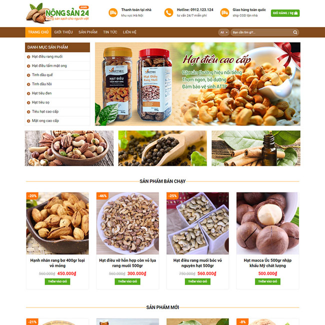 Dịch Vụ Thiết Kế Website Hạt Dinh Dưỡng
