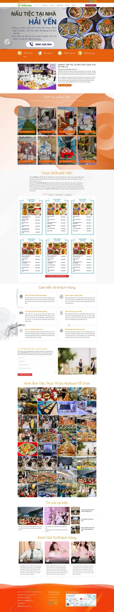 Mẫu Thiết Kế Website Dịch Vụ Nấu Tiệc Đẹp, Chuẩn SEO