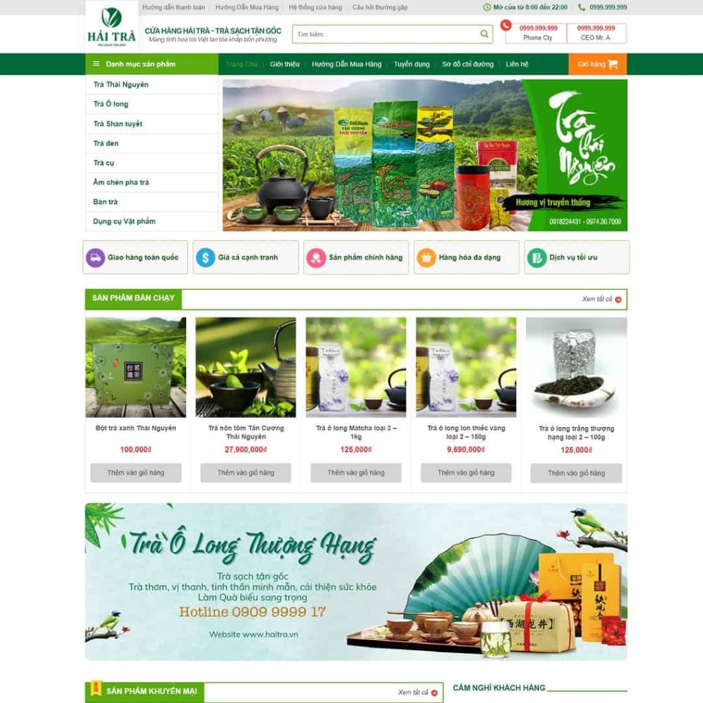 Dịch Vụ Thiết Kế Website Bán Trà Xanh