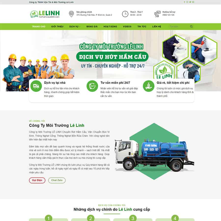 Dịch Vụ Thiết Kế Website Dịch Vụ Vệ Sinh Môi Trường