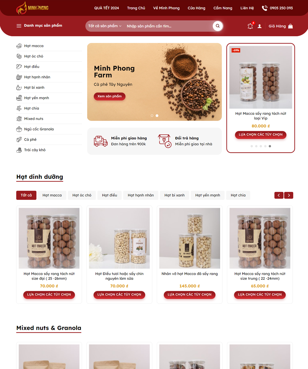 Những Tính Năng Cần Có Của Một Website Hạt Dinh Dưỡng (Óc Chó, Macca, Hạnh Nhân) Hiệu Quả