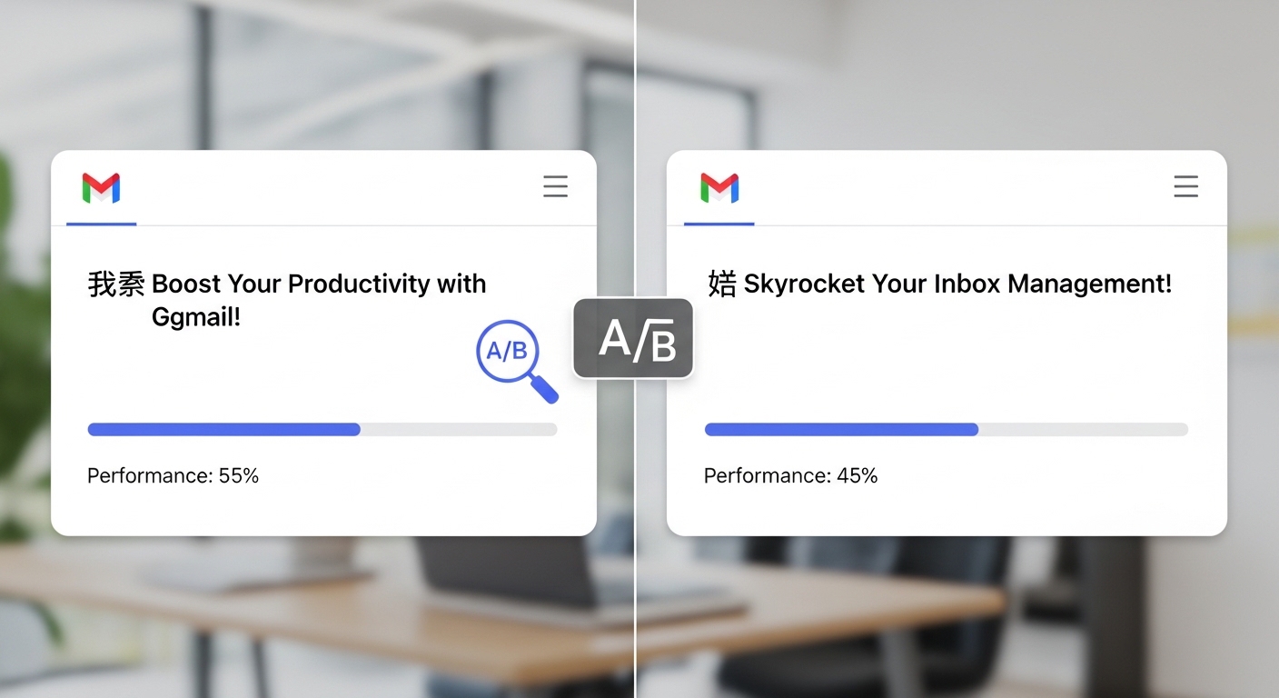 So sánh A/B tiêu đề quảng cáo Gmail có và không có biểu tượng cảm xúc