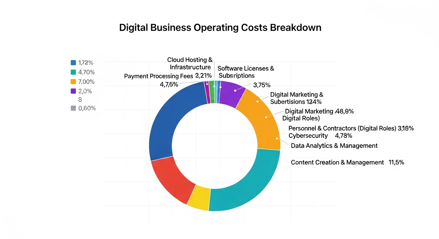 Bảng phân tích các thành phần chi phí vận hành doanh nghiệp số trong hệ thống digital marketing