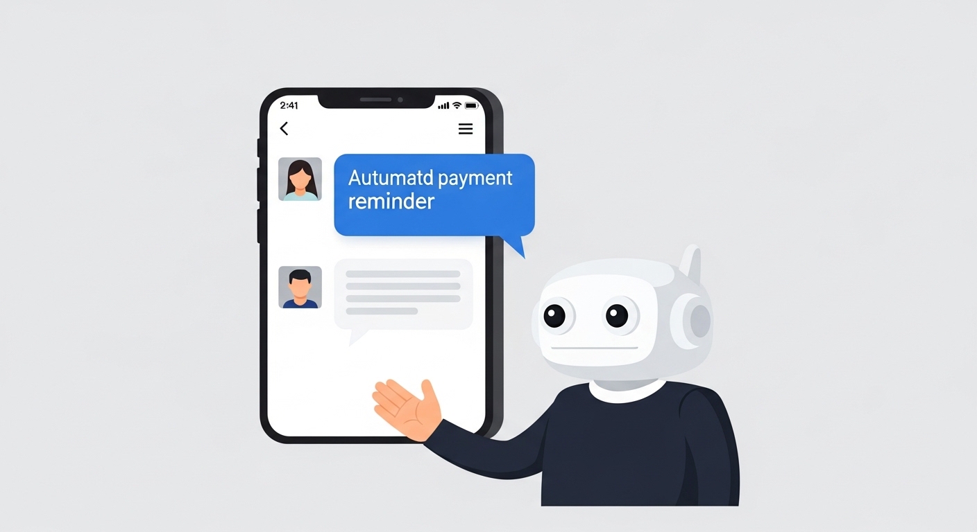 Chatbot gửi tin nhắn nhắc nợ tự động đến khách hàng trên điện thoại di động — giải pháp công nghệ quản lý công nợ digital marketing