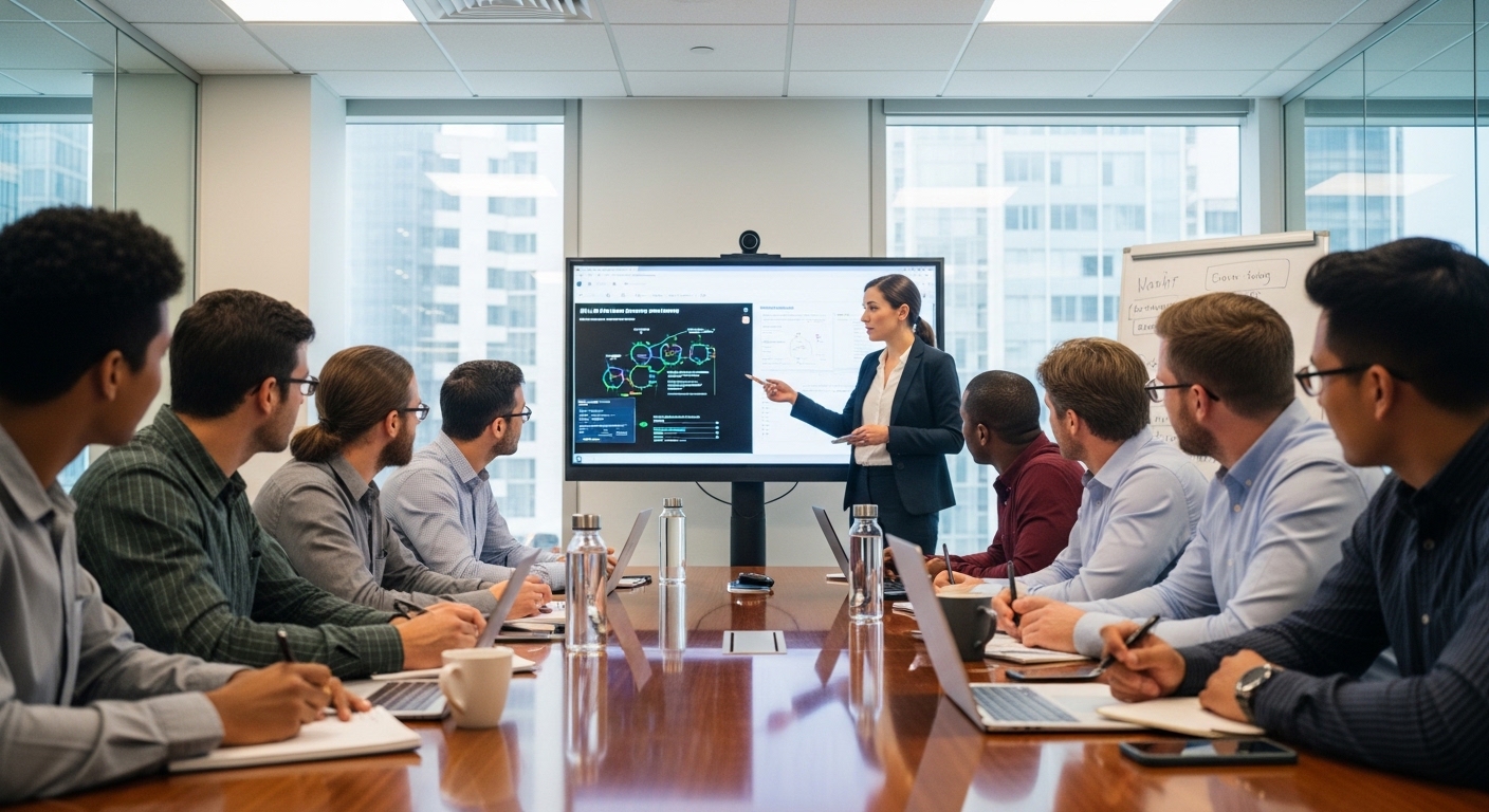 Đội ngũ nhân viên tham gia buổi đào tạo về công nghệ AI marketing — hình thức đào tạo nội bộ theo dự án thực tế