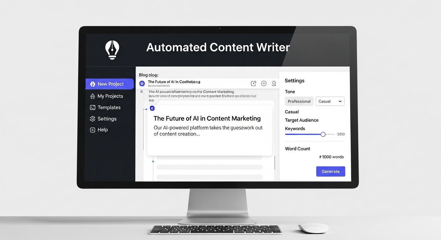Giao diện của một công cụ AI viết bài tự động cho website, minh họa ứng dụng công nghệ trong xây dựng nội dung digital marketing