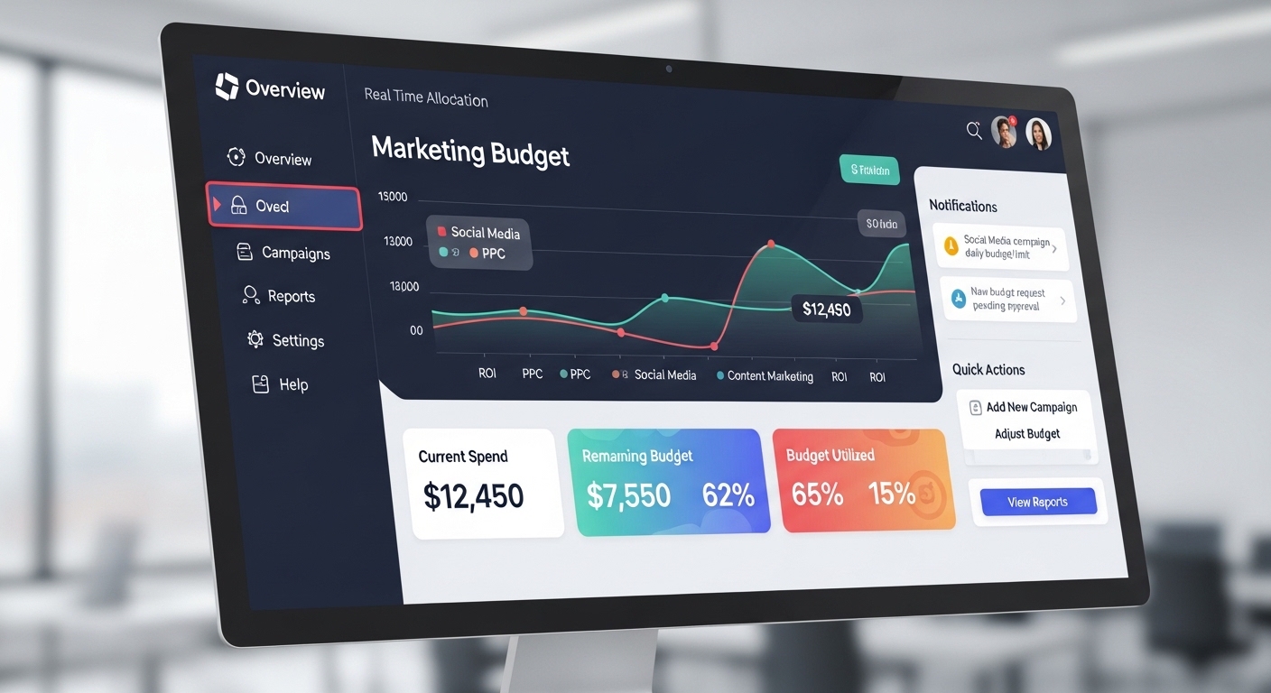 Giao diện dashboard quản lý ngân sách digital marketing theo thời gian thực
