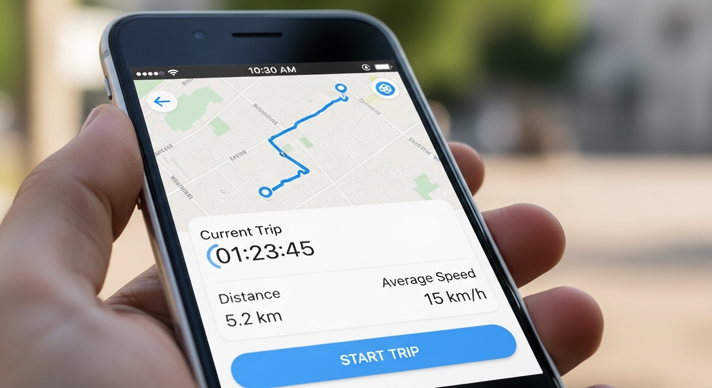Giao diện app chấm công GPS trên điện thoại di động dành cho nhân viên digital marketing làm việc remote