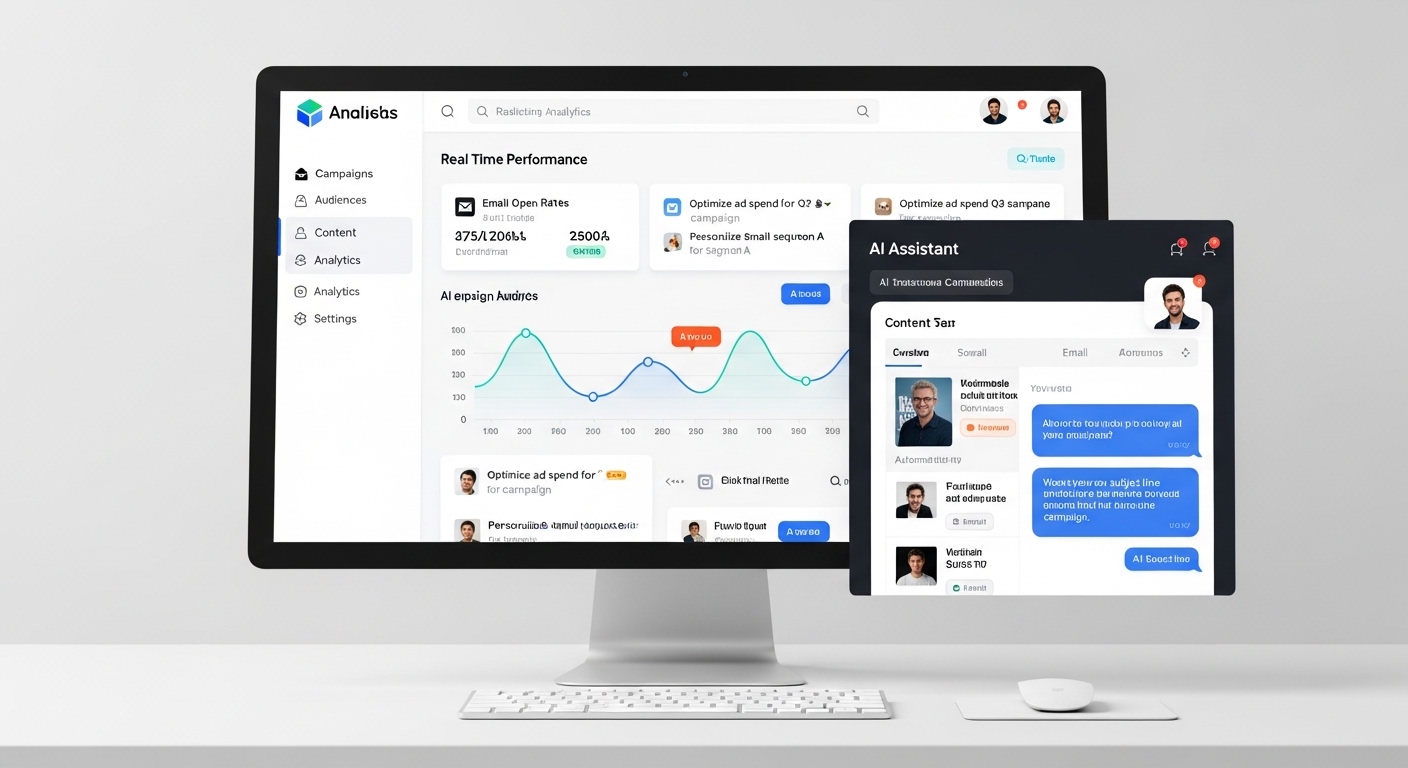 Giao diện công cụ AI tự động hóa quy trình digital marketing