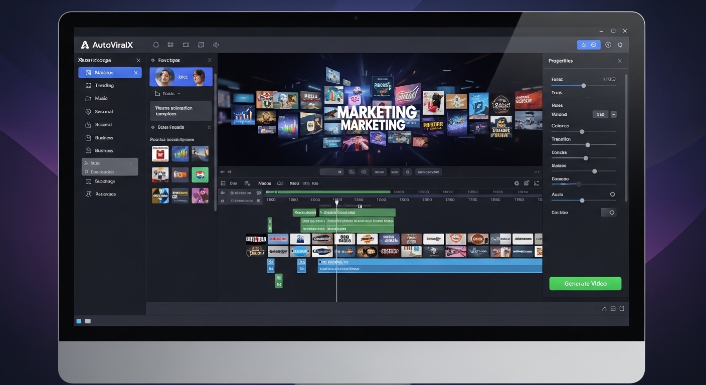 Giao diện phần mềm AutoViralX tạo video digital marketing tự động trên máy tính