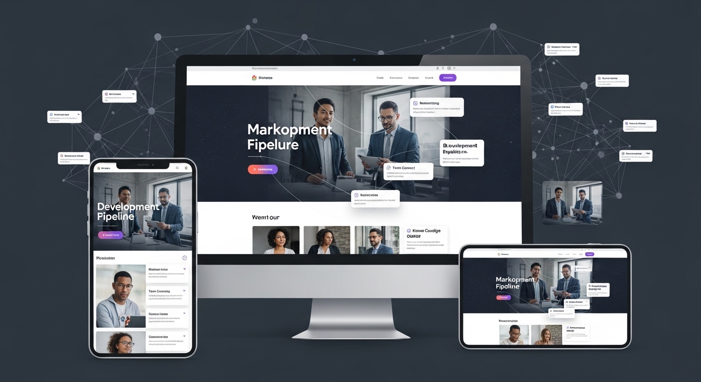 Giao diện website chuyên nghiệp trên nhiều thiết bị thể hiện cấu trúc hữu hình của văn hóa doanh nghiệp Digital Marketing