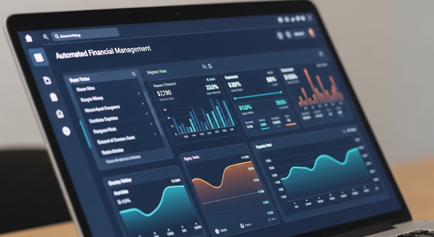Màn hình laptop hiển thị dashboard quản lý tài chính tự động hóa thay thế Excel công nợ