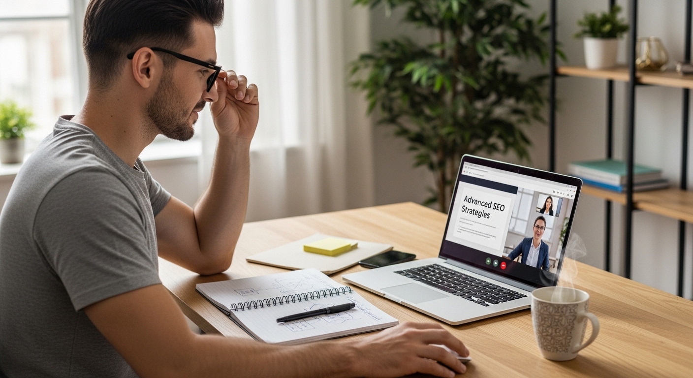 Chuyên viên digital marketing tham gia khóa đào tạo trực tuyến về kỹ năng số và công cụ AI