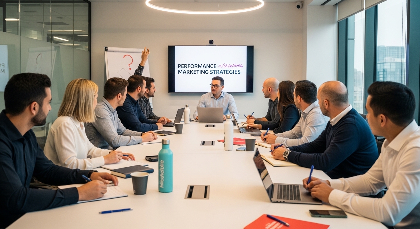 Nhân viên tham gia buổi đào tạo về performance marketing