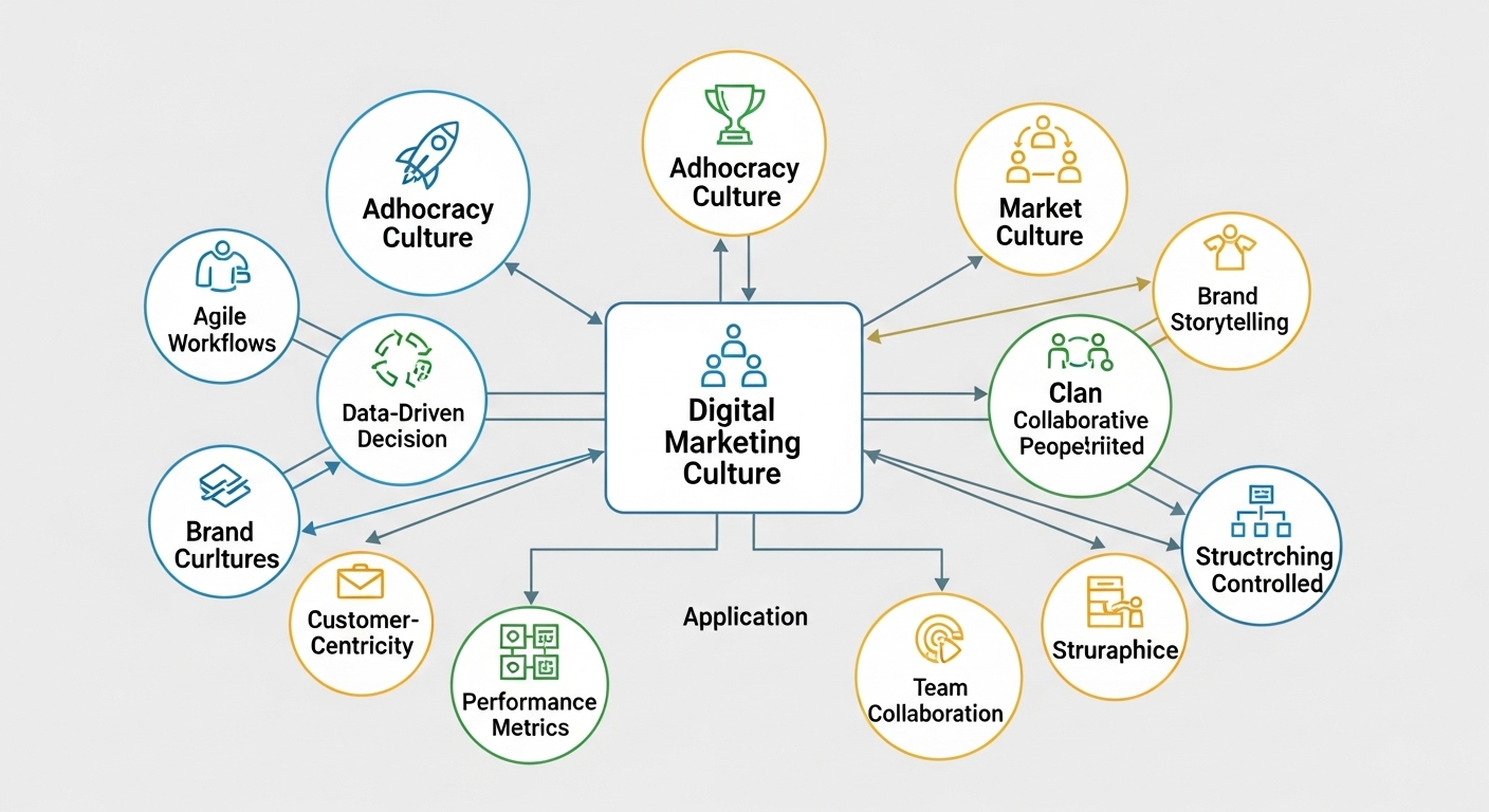 Sơ đồ 4 mô hình văn hóa doanh nghiệp trong digital marketing theo CVF của Quinn