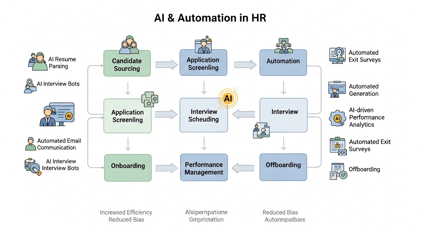 Sơ đồ quy trình nhân sự được tự động hóa bằng AI và Automation
